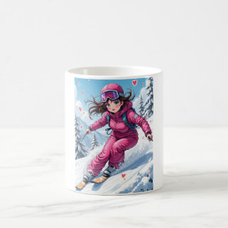 Caneca De Café Menina de Animação Bonita Escutando | Esportes de 