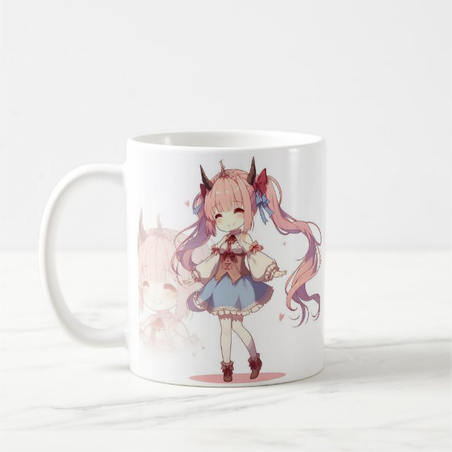 Caneca De Café Menina de animação bonita Mug de café (Esquerda)