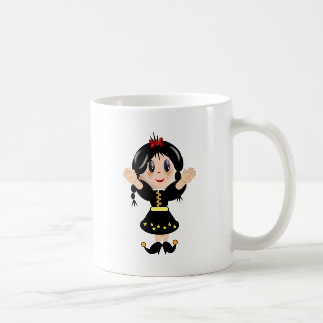Caneca De Café Menina de desenho animado fofa e feliz (Direita)
