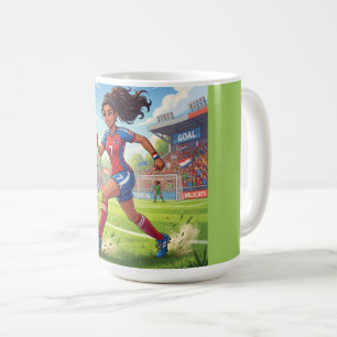 Caneca De Café Menina de Desenho Animado Fofo Jogando Futebol