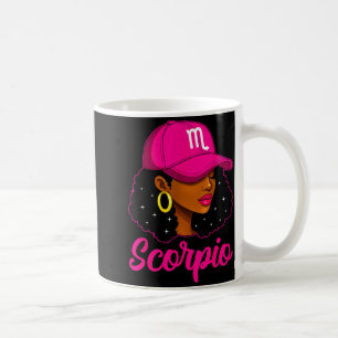 Caneca De Café Menina de Escorpião Rosa Zodiac Aniversário Afro M