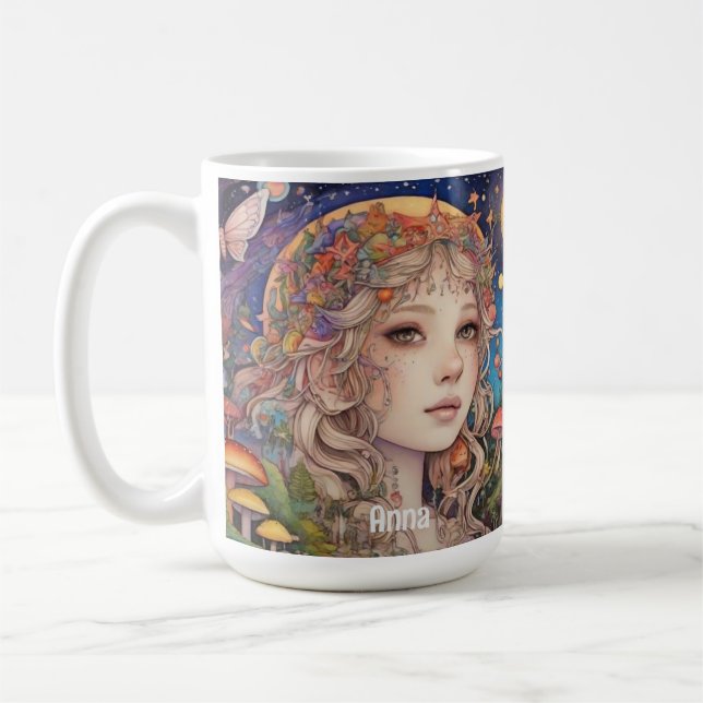 Caneca De Café Menina de fantasia mística - Magia personalizada (Esquerda)