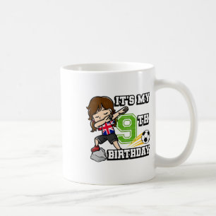 Caneca De Café Menina de Futebol É Meu 9º Aniversário Bandeira do