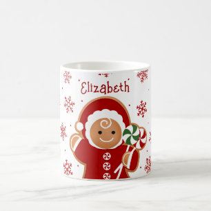 Caneca De Café Menina de Pão de Mel com Pirulitos de Hortelã
