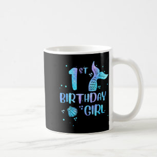 Caneca De Café Menina de Primeiro Aniversário Sereia 1º Crianças
