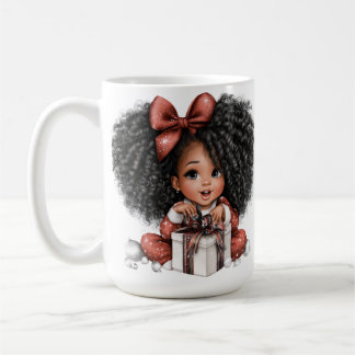 CANECA DE CAFÉ MENINA DE TEMÁTICA DE NATAL FOFA E ADORÁVEL