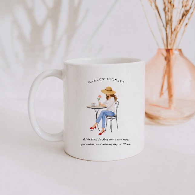 Caneca De Café Menina do Mês de Maio de Nascimento | Monograma  (Criador carregado)