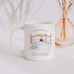 Caneca De Café Menina do Mês de Nascimento de Janeiro Monograma