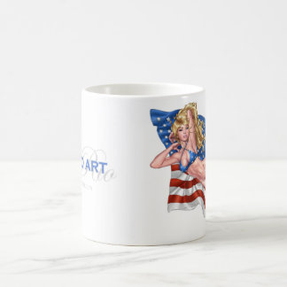 Caneca De Café Menina do Pinup do biquini da bandeira americana
