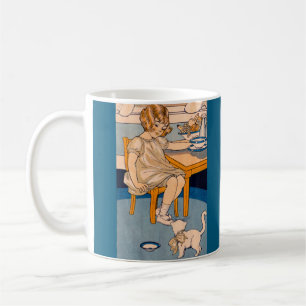 Caneca De Café menina dos anos 1920 e gatinho branco