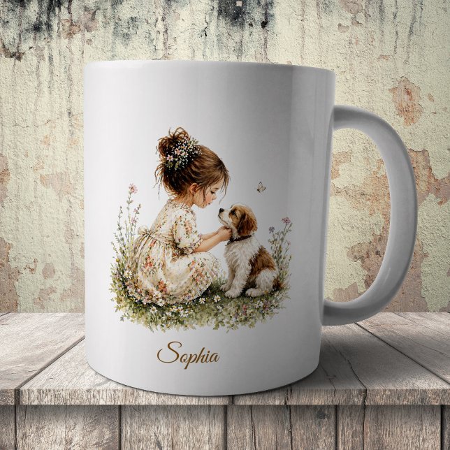 Caneca De Café Menina e Cachorrinho (Criador carregado)