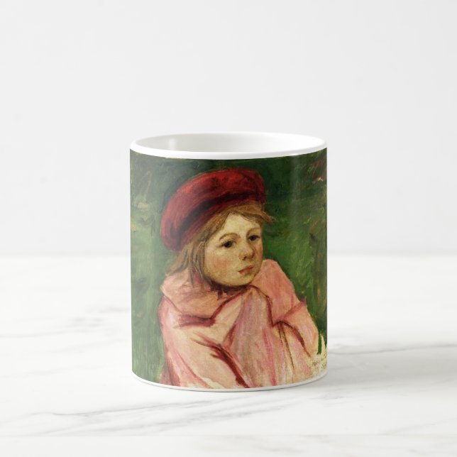 Caneca De Café Menina em um Berete Vermelho (Centro)