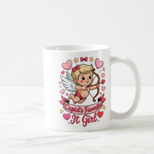 Caneca De Café Menina Favorita do Cupido Dia dos Namorados Rosa C