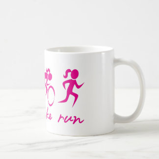 Caneca De Café Menina funcionada bicicleta da natação tri