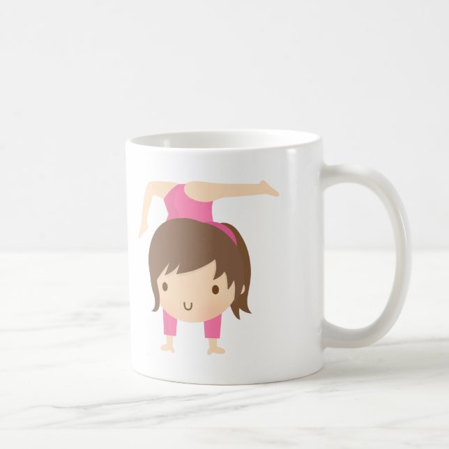 Caneca De Café Menina Ginasta Fofo Posando de Ginástica (Direita)