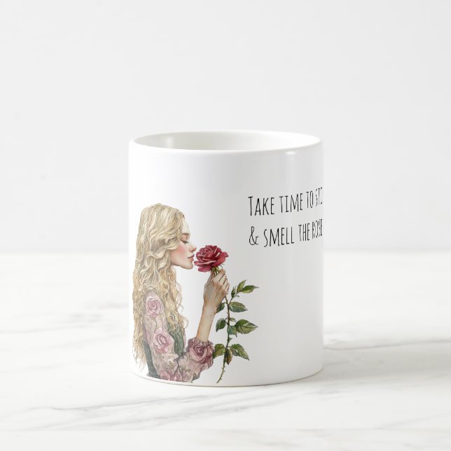 Caneca De Café Menina Loira Cheire as Rosas (Centro)