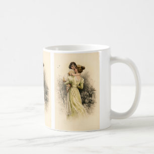 Caneca De Café Menina Mãe Infantil Vitoriana Antiga