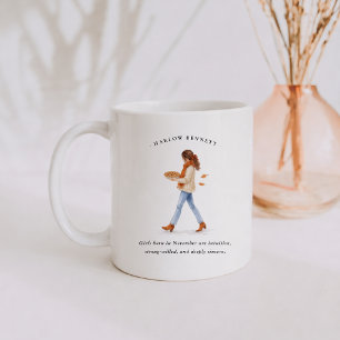 Caneca De Café Menina nascida em Novembro Monograma