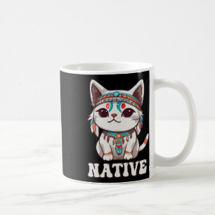 Caneca De Café Menina Nativa Nativa Americana de Gato Kawaii