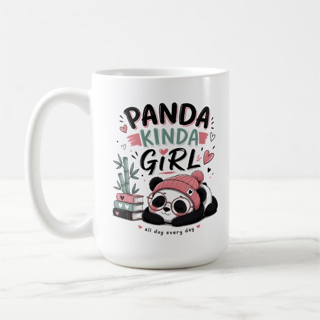 Caneca De Café Menina Panda Meio Fofo Panda (Esquerda)
