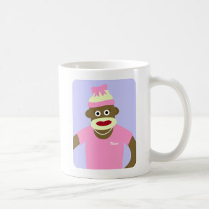 Caneca De Café Menina personalizada do macaco da peúga do nome o