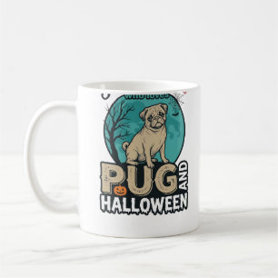 Caneca De Café Menina Pug Halloween Design Vetorial Vintage (2)_1