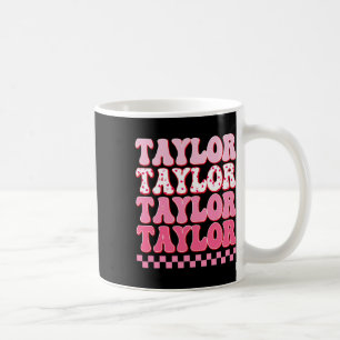 Caneca De Café Menina Retro Taylor Primeiro Nome Personalizado Gr