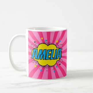 Caneca De Café Menina Rosa Estilo Cartoon Colorido Personalizado 