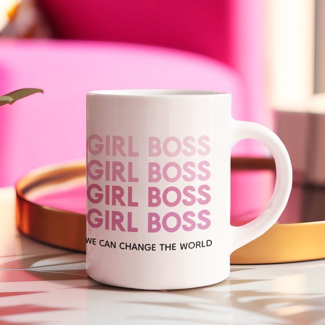 Caneca De Café Menina Rosa Moderna Chefe Melhor Presente (Criador carregado)