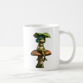 Caneca de Café Menina Sapo Fofo Sentada no Cogumel