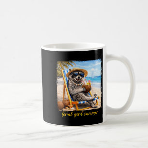 Caneca De Café Menina selvagem férias de verão guaxinim engraçado