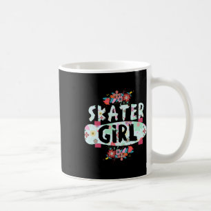 Caneca De Café Menina Skatista Skate Floral Para Skatistas Menina