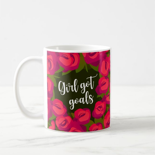 Caneca De Café Menina tem objetivos em vermelho e verde (Esquerda)