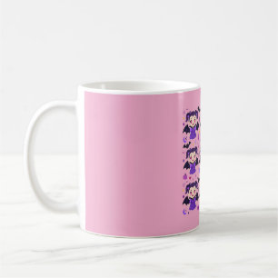 Caneca De Café Menina Vampira Fofa Padrão de Halloween Roxo