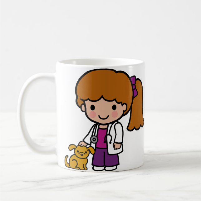 Caneca De Café Menina Veterinária Cuja cachorra (Esquerda)