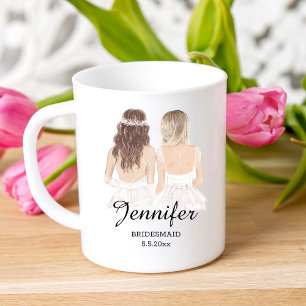 Caneca De Café meninas aquarela, damas de honra Personalizadas 