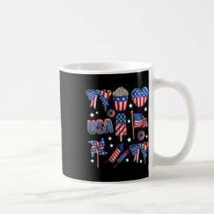 Caneca De Café Meninas Bandeira Dos EUA Fogos De Arco Patriótico
