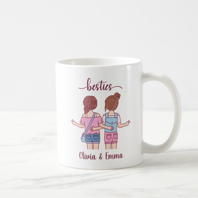 Caneca De Café Meninas Besties Melhores Amigos Personalizados (Direita)