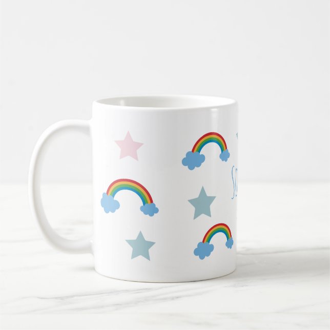 Caneca De Café Meninas Boho Caprichosas Arco-Íris Fofas (Esquerda)