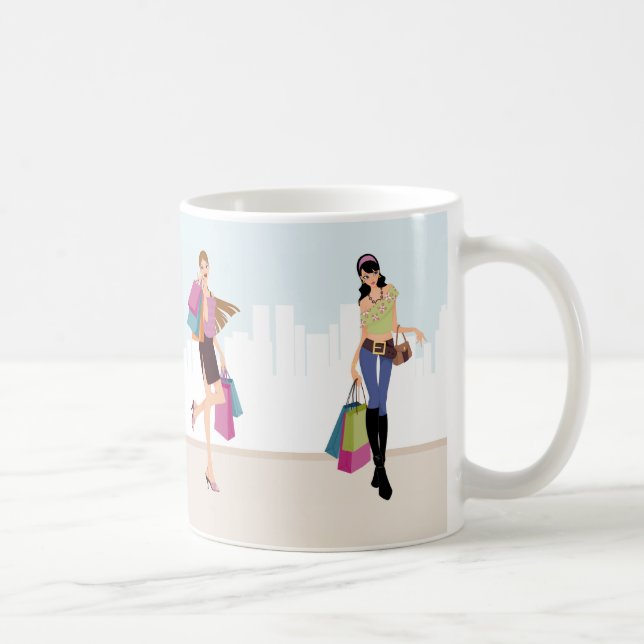 Caneca De Café Meninas bonito que compram na cidade (Direita)