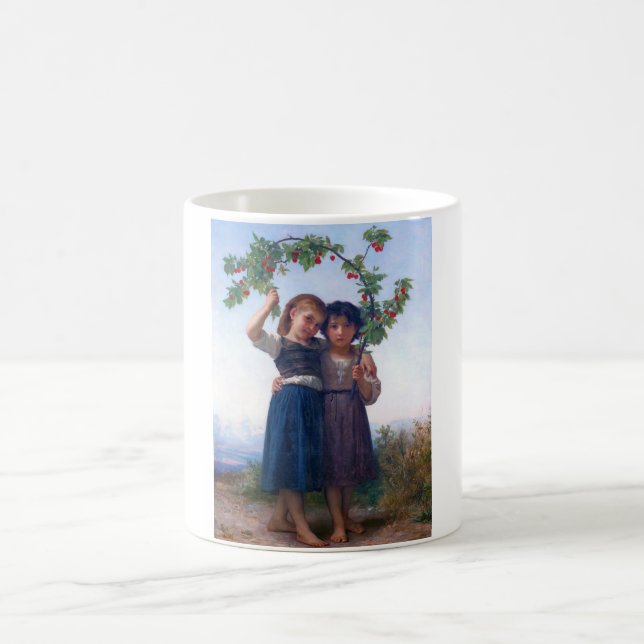 Caneca De Café Meninas com O Ramo de Cereja, Bouguereau (Centro)