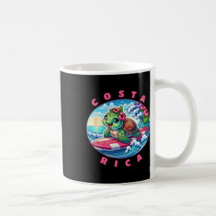 Caneca De Café Meninas da Costa Rica Fofas Surfando Tartaruga Mar