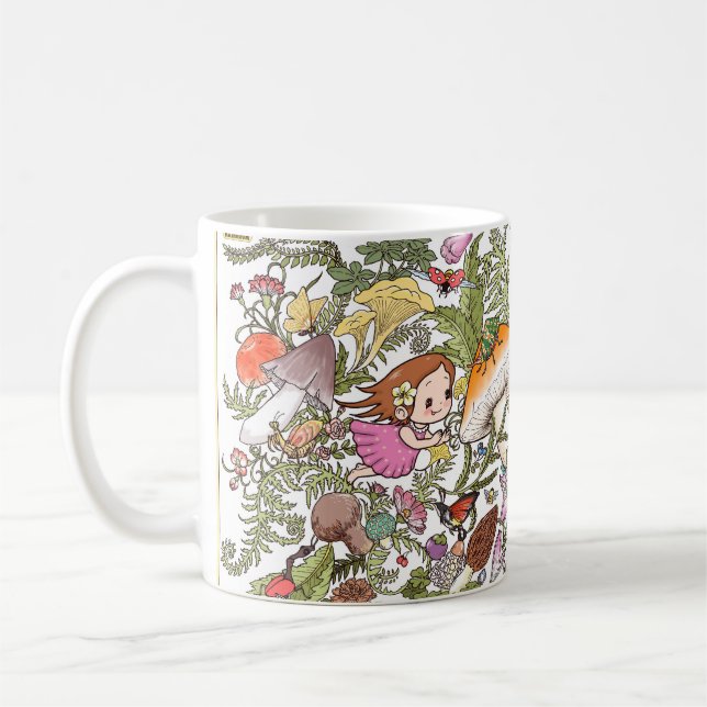 Caneca de Café Meninas da Floresta Fofa e Cogumelo (Esquerda)