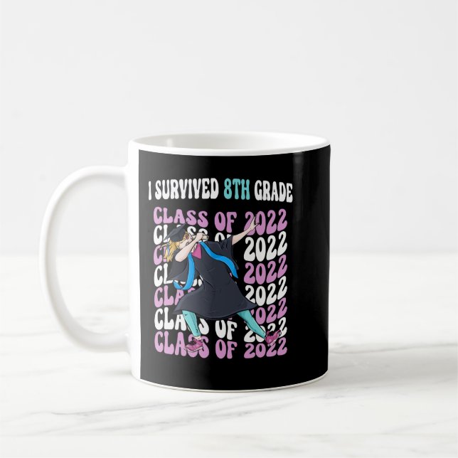 Caneca De Café  Meninas Dabbing Graduação Eu sobrevivi ao 8º ano  (Esquerda)