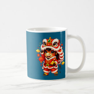 Caneca De Café Meninas Dança do Leão Lunar Chinês Diversão
