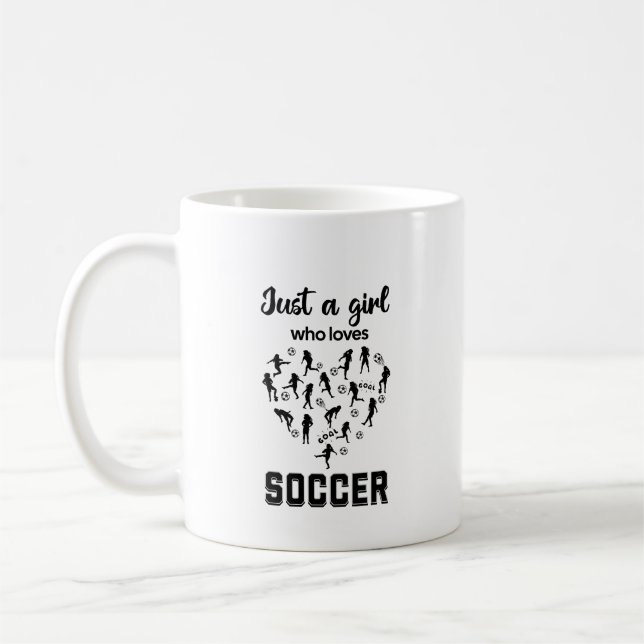 Caneca De Café Meninas em silhueta jogando Futebol  (Esquerda)
