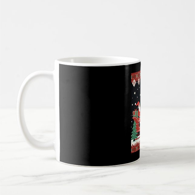 Caneca De Café Meninas Papai Noel Andando Girafa Sleigh Feia (Esquerda)