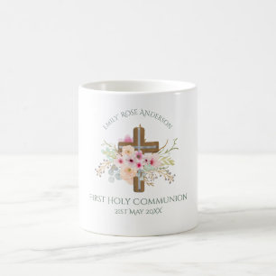 Caneca De Café Meninas Primeira Sagrada Cruz Floral Comunitária 