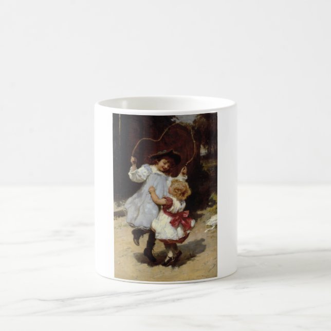 Caneca De Café Meninas pulando com corda pulando (Centro)