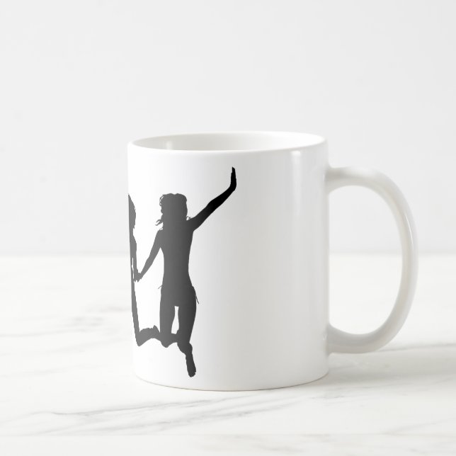 Caneca De Café meninas, saltem, silhueta (Direita)